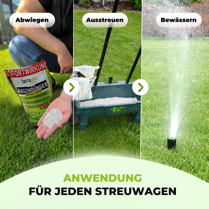 TerraUno Lawn Fertilizer Spring/Summer I Immediate effect for lush green I 20 kg for 1000 m² I Healthy lawn displaces moss and weeds I NPK fertilizer lawn I Against drought stress I For the spreader