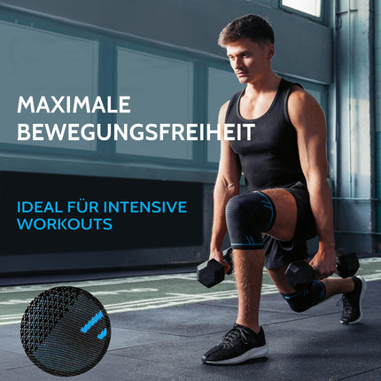 AGILE NOW® Knee Support Set of 2 Premium stabilizes and protects the joints during every movement, knee support for women and men, non-slip and breathable knee pads, for every sport (M | Blue)