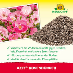 Neudorff Azet Rose Fertilizer – Organic rose fertilizer with 100 days of long-lasting effect ensures long-lasting colorful roses, perennials, and flowering plants, 1 kg, brown