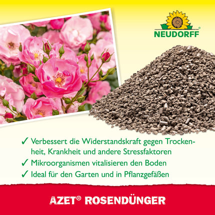 Neudorff Azet Rose Fertilizer – Organic rose fertilizer with 100 days of long-lasting effect ensures long-lasting colorful roses, perennials, and flowering plants, 1 kg, brown