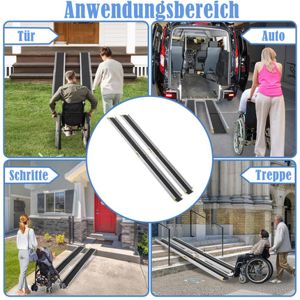 FIVMEN 2X Wheelchair Ramp Telescopic 107-183 cm Aluminum Ramp Wheelchair Load Capacity 300 kg Telescopic Ramp Loading Ramp Adjustable Portable for Wheelchairs &amp; Scooters
