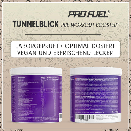 Pre-Workout Booster³ SOUR FRUIT GUMS 440g - incredibly delicious - TUNNELBLICK Training Booster³ with citrulline, arginine, taurine, caffeine, guarana, and magnesium - optimally dosed - 100% vegan