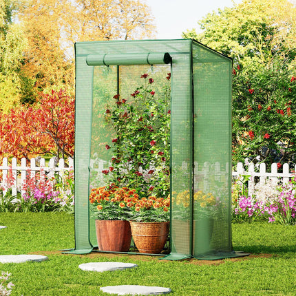 LARMNEE Greenhouse, Tomato Greenhouse, Small Greenhouse, Plastic Greenhouse, Stable Tomato House, with PE Mesh Film and Roll-Up Door, 100 x 50 x 150 cm, Vegetables, Flowers, Garden, Green EGN15GH02G1