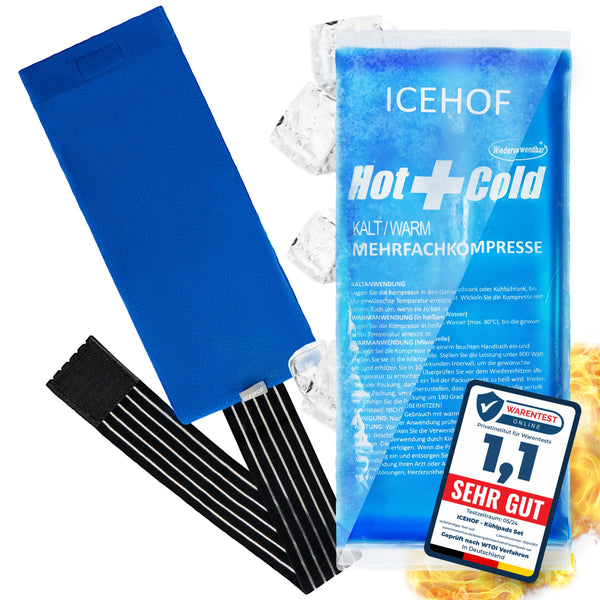 ICEHOF cooling pad with fleece cover - Cuddly soft, long cooling time - cooling pack gel cooling pack cooling gel cooling compress cold compress cooling compresses cooling bag ice pack blue