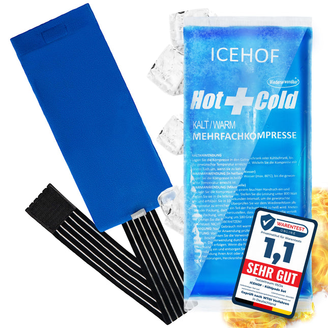 ICEHOF cooling pad with fleece cover - Cuddly soft, long cooling time - cooling pack gel cooling pack cooling gel cooling compress cold compress cooling compresses cooling bag ice pack blue