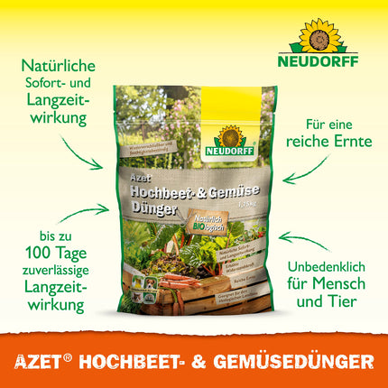 Neudorff Azet Raised Bed &amp; Vegetable Fertilizer – Organic raised bed fertilizer with 100 days of long-term effect for all types of vegetables in raised beds, 1.75 kg for 35 m²