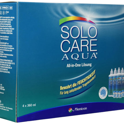 Solocare Aqua Care System Pack (4 x 360ml) for soft contact lenses | 360 ml (4-pack)