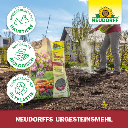 Neudorff UrgesteinsMehl - Natural diabase rock flour with natural long-term effect for soil improvement for all soil types, 2.5 kg for 25 m²