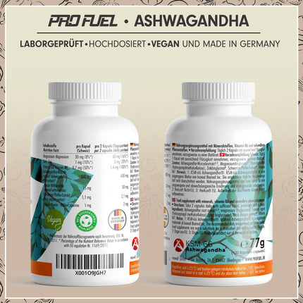 Ashwagandha Capsules 120x - 600 mg Ashwagandha KSM-66® per day - Ashwagandha Complex with Magnesium, Zinc &amp; Vitamin B6 - no unwanted additives - laboratory tested