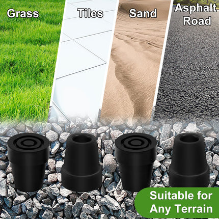 Pack of 4 crutch rubber, 19mm walking stick rubber buffers, non-slip rubber tips, replacement walking stick rubber tips for crutches, walking sticks, trekking poles, senior walking stick accessories