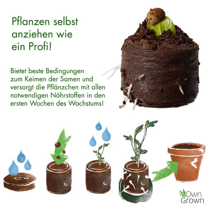 Coconut swelling tablets with nutrients – 40 pieces, pressed coconut soil for plant cultivation without pricking out, peat-free – Growing soil coconut from OwnGrown