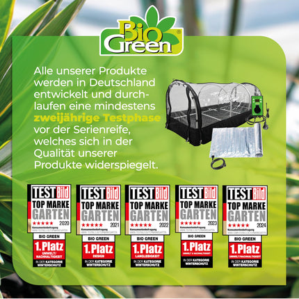 Bio Green XXL Jumbo Indoor Propagator | Set including heating mat &amp; digital thermostat | Robust aluminum frame | Propagation tray L 130 x W 60 x H 50 cm