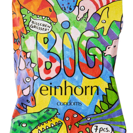 einhorn condoms - 7 pieces weekly ration - XL size 57 mm - vegan, hormone-free contraception without chemicals - natural lubricant - sustainable and safe