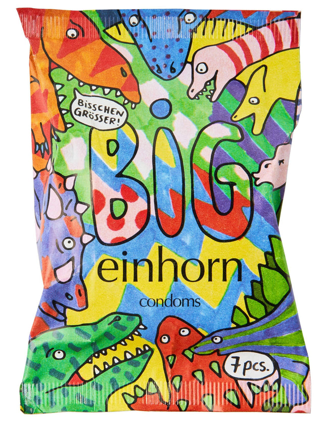 einhorn condoms - 7 pieces weekly ration - XL size 57 mm - vegan, hormone-free contraception without chemicals - natural lubricant - sustainable and safe