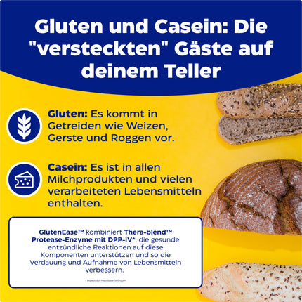 Enzymedica - Glutenease, indicated against gluten and casein, reduces gas and bloating, improves nutrient absorption and energy, vegetarian, 60 capsules