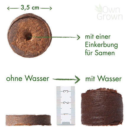 Coconut swelling tablets with nutrients – 40 pieces, pressed coconut soil for plant cultivation without pricking out, peat-free – Growing soil coconut from OwnGrown