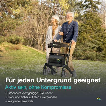 Helavo ultralight carbon rollator – Only 5.6 kg – Lightweight rollator made of carbon fiber – Ergonomic design for upright posture, foldable &amp; maneuverable – Ideal for indoor &amp; outdoor use