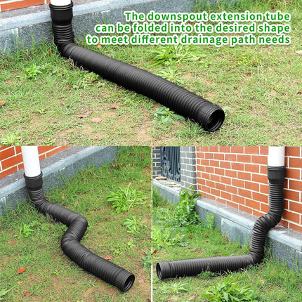 Rain Gutter Downpipe Extension, Flexible, Extendable PE Drain Extension for Villa Outdoor, Round (Black)