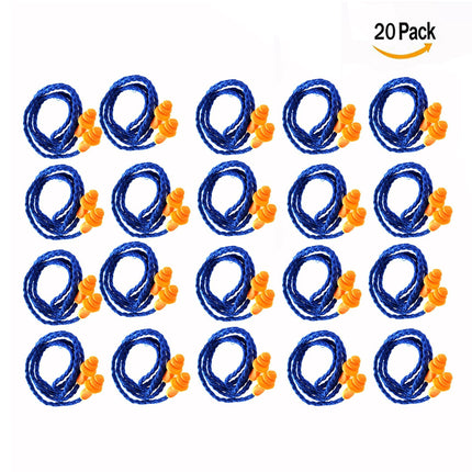 Txyk 20 Pairs Soft Reusable Silicone Earplugs with Cord (Noise Reduction 25db)