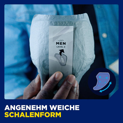 TENA MEN Absorbent Protectors, Level 2 - 60 pads in a monthly pack (6 x 10), individually wrapped - Men's sanitary pads for moderate urine loss and incontinence