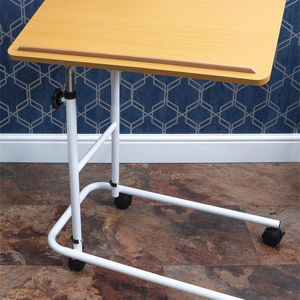 Aidapt overbed table and chair with easy-to-clean laminated tabletop - height and angle adjustable for writing, eating, reading and entertaining with easy-to-move castors with brakes