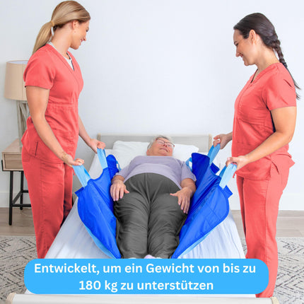 EYRA Transfer Board for Patient Hoists - 122x102cm Patient Transfer Board with 8 Handles for Elderly &amp; Bedridden Patients - Reusable &amp; Washable Gliding Sheet and Gliding Sheet for Bed Transfer