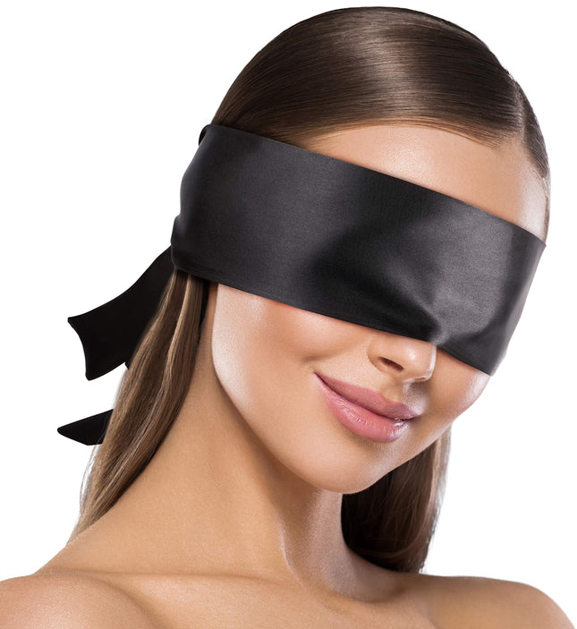 liebesfreunde® Blindfold for couples - Beautiful erotic satin eye mask | Bondage mask for tying up, sex toy accessory, black