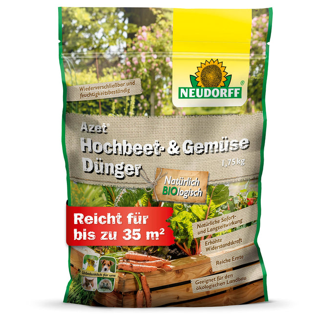 Neudorff Azet Raised Bed &amp; Vegetable Fertilizer – Organic raised bed fertilizer with 100 days of long-term effect for all types of vegetables in raised beds, 1.75 kg for 35 m²