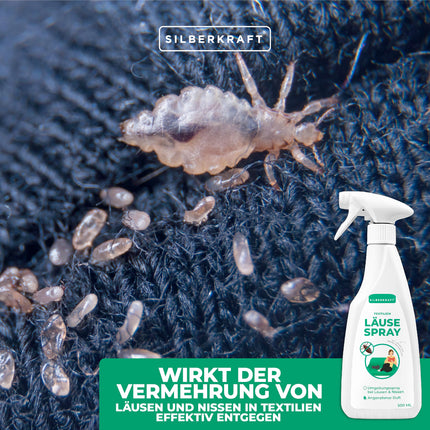 Silberkraft Lice Spray for Textiles, Environmental Spray, Lice-Ex Spray for the Environment, Remedy for Nits, with Lemon Scent (500 ml)