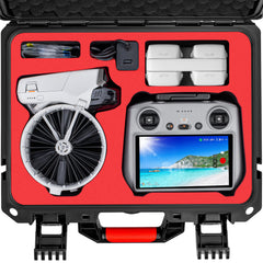 Portable Waterproof Hard Case for DJI Flip Fly More Combo, can hold 7 batteries, RC2/RC-N3 remote control, charging station, 65W charger, FLip drone and other accessories