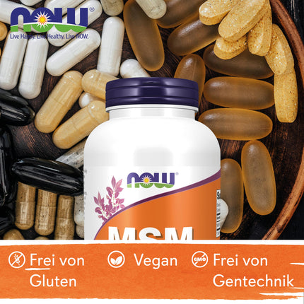 Now Foods, MSM, 1,000 mg, 240 Vegan Capsules, Laboratory Tested, Sulfur, Gluten-Free, Soy-Free, Vegetarian