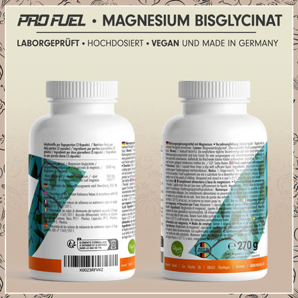 Magnesium Bisglycinate Capsules 240x - optimally high dosage &amp; bioavailable - 360 mg magnesium per day - laboratory-tested with certificate - 100% vegan - 80-day supply