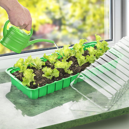 Meister Indoor Greenhouse - 54 x 15 x 12 cm - 2 pieces - With recesses &amp; water channels - Including 32 growing pots / Grow house for seeds &amp; seedlings / Indoor greenhouse / 9968210