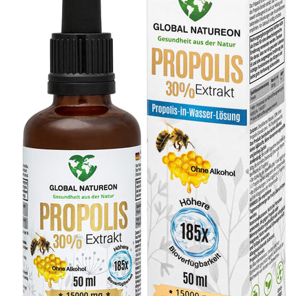 Propolis-in-water solution extract 30% without alcohol, large bottle 50 ml, tincture suitable for children and animals, polyphenols, flavonoids and bioflavonoids, 100% natural, alcohol-free