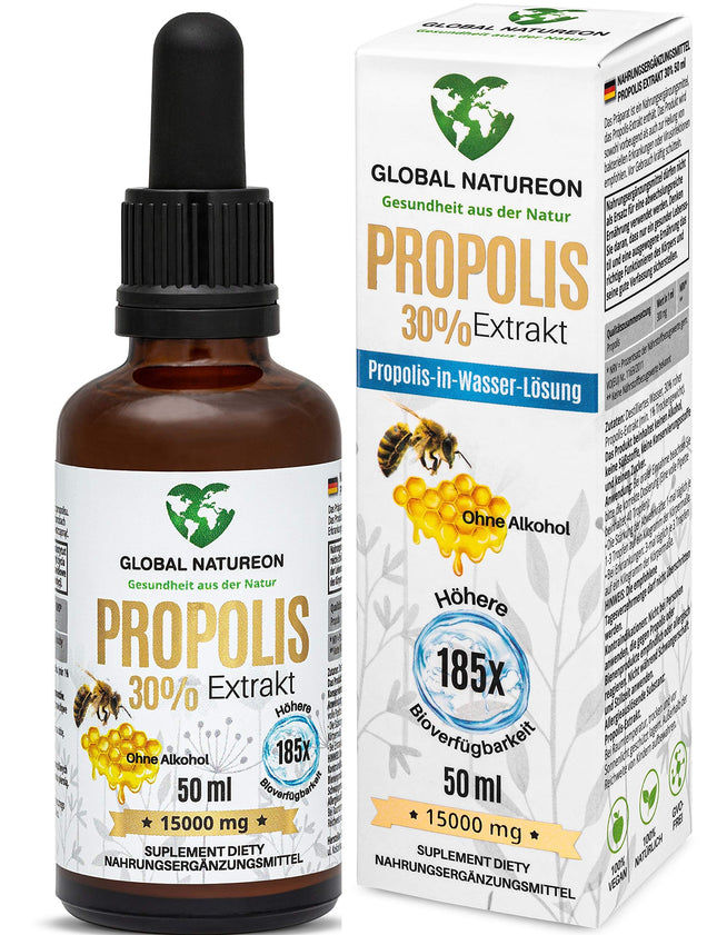 Propolis-in-water solution extract 30% without alcohol, large bottle 50 ml, tincture suitable for children and animals, polyphenols, flavonoids and bioflavonoids, 100% natural, alcohol-free