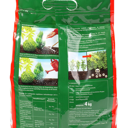 COMPO Hedge Turbo - powerful special fertilizer for hedges and new plantings - hedge fertilizer for rapid growth - 4 kg, green