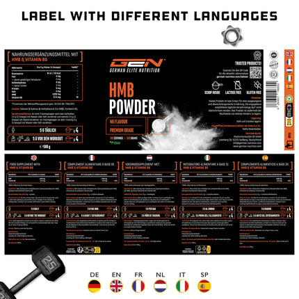 HMB - 500 g Powder - High Purity - Beta-Hydroxybetamethylbutyrate Amino Acid - Laboratory Tested - Vegan