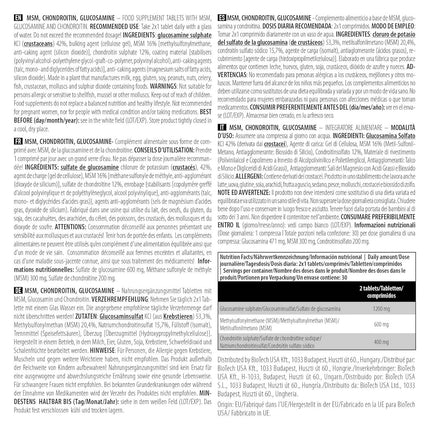 BioTechUSA MSM Chondroitin Glucosamine, dietary supplement tablets with MSM, Glucosamine and Chondroitin, 60 tablets