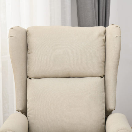 HOMCOM TV Chair with Stand-Up Assistance, Electric TV Chair with Reclining Function, Remote Control, Relaxing Chair with Linen Look, Side Pocket for Living Room, Cream White