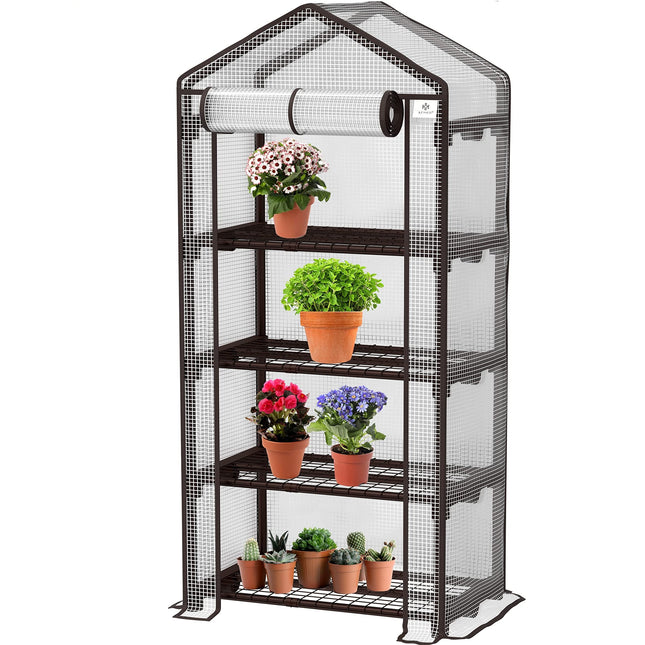 KESSER® Premium 4-tier greenhouse - 69 x 50 x 158 cm greenhouse with 4 shelves - space-saving, high-quality greenhouse for gardens and balconies, stable and easy to assemble