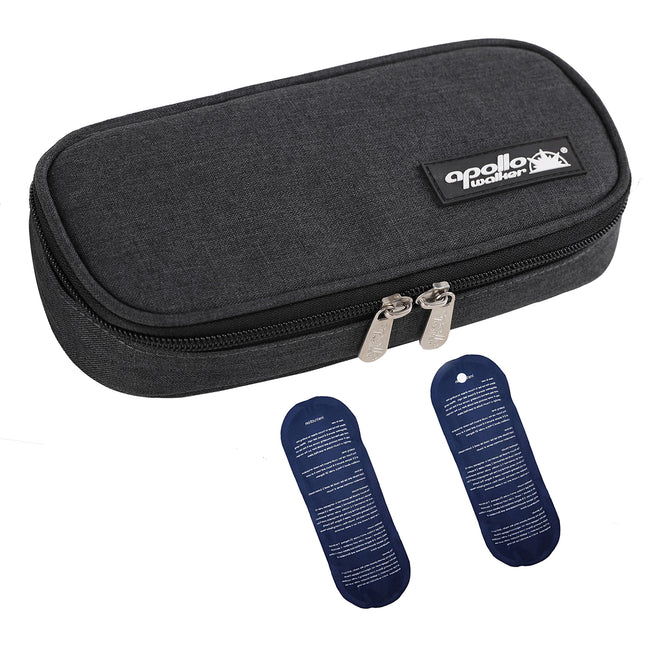 Apollowalker Insulin Cooler Bag for Diabetic Medication - Portable Organizer with 2 Ice Packs, Insulated Lining and Pen Storage
