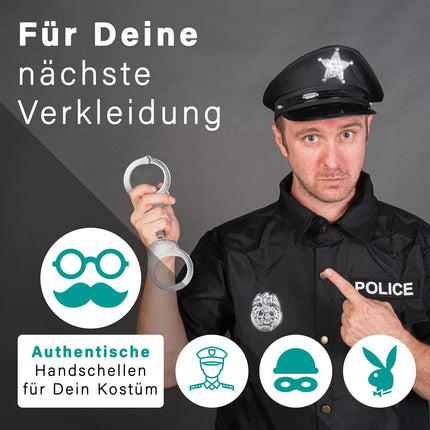 KS-11 Police handcuffs for bondage with key - Security equipment in authority quality - Professional SM sex toy for couples - sex handcuff - robust, stable handcuffs made of steel at a TOP PRICE