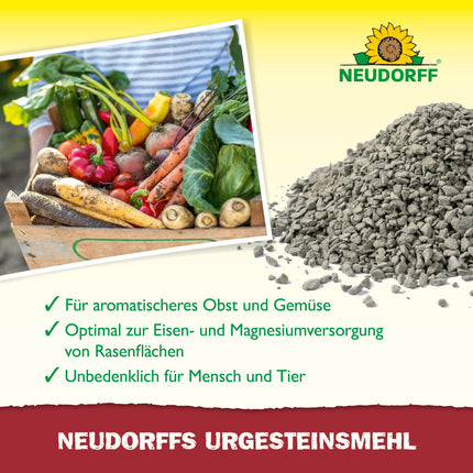 Neudorff UrgesteinsMehl - Natural diabase rock flour with natural long-term effect for soil improvement for all soil types, 2.5 kg for 25 m²