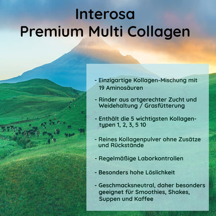 INTEROSA Collagen Powder 500 g - Multi Collagen Complex 5 Types: 1, 2, 3, 5, 10 - high-quality eggshell membrane peptides - tasteless