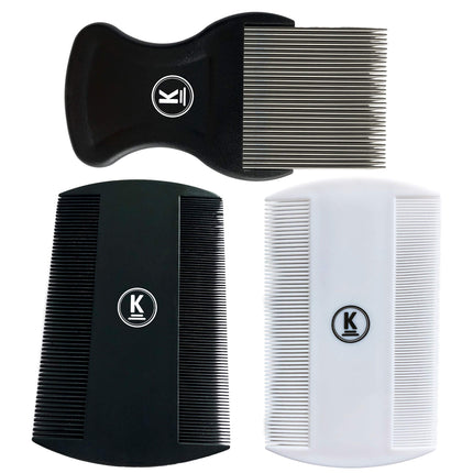 K-Pro lice comb, dust and flea comb, 3 sets made of metal and plastic, nit comb, fine
