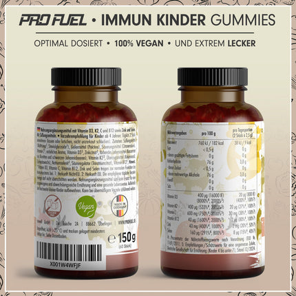 Vitamin Gummies for Children 60x - with vitamins B12, C, D3, K2, zinc &amp; selenium - for immune system and cell protection - optimally dosed for children - laboratory-tested with certificate - sugar-free &amp; vegan