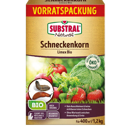 Substral Naturen Snail Pellets Limex Bio, natural, rainproof bait granules for snail control, for 400 m² - 1.2 kg, dog