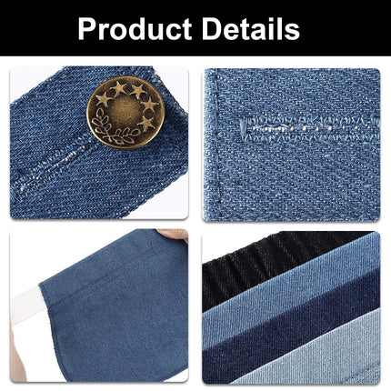 4 pieces trouser extenders for pregnancy, trouser extenders, trouser extenders for pregnant women, trouser waistband extenders come with 1 black trouser button extender (black, blue, light blue, dark blue).