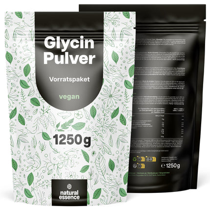 Glycine Powder 1250g (1.25KG) - 100% pure amino acid - sweet Amino Glycine - No additives, vegan and produced in Germany