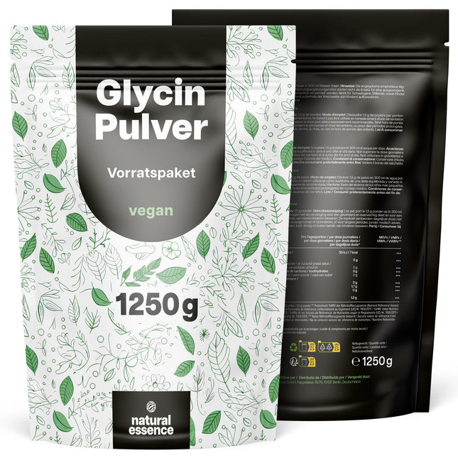 Glycine Powder 1250g (1.25KG) - 100% pure amino acid - sweet Amino Glycine - No additives, vegan and produced in Germany